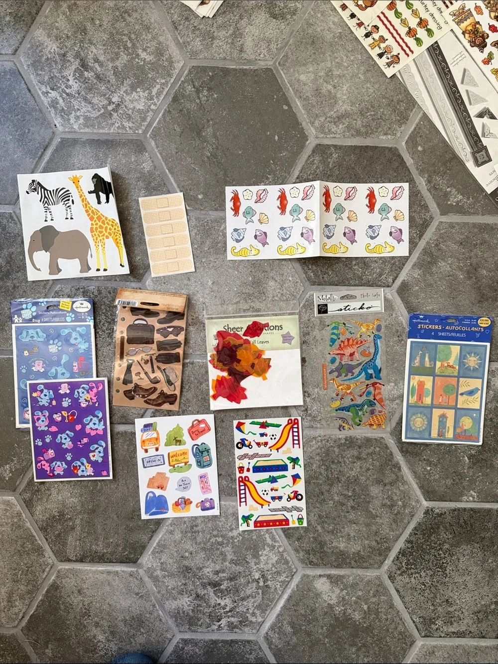 HUGE 90+ Lot Assorted Sticker Sheets and Packs -Dinos, Zoo, Blue's Clues, Ocean